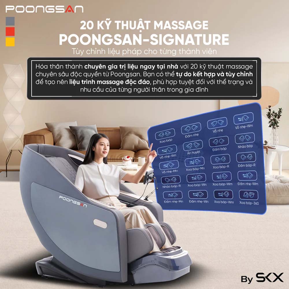 Poongsan MCP-306 tích hợp 20 Kỹ thuật massage Poongsan Signature