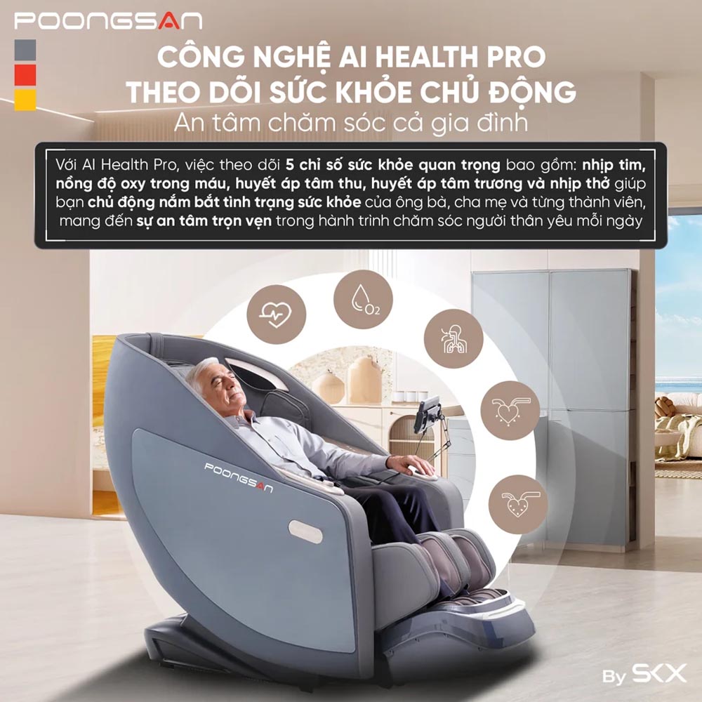 Ghế Massage Poongsan MCP-306 tích hợp AI Health Pro