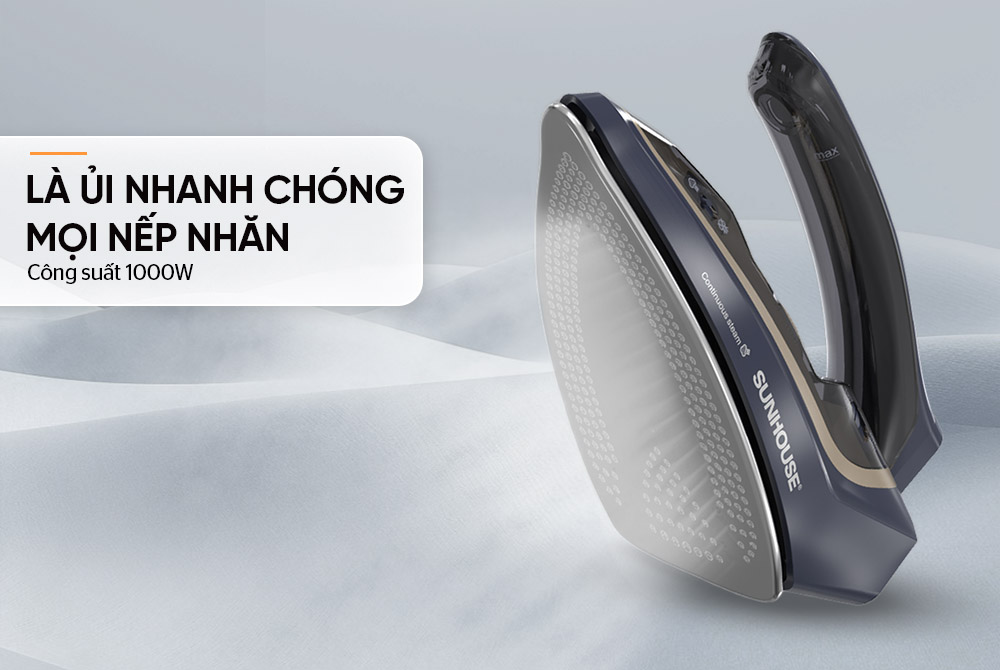 Bàn Ủi Hơi Nước Cầm Tay Sunhouse SHD2172 làm phẳng quần áo nhanh chóng