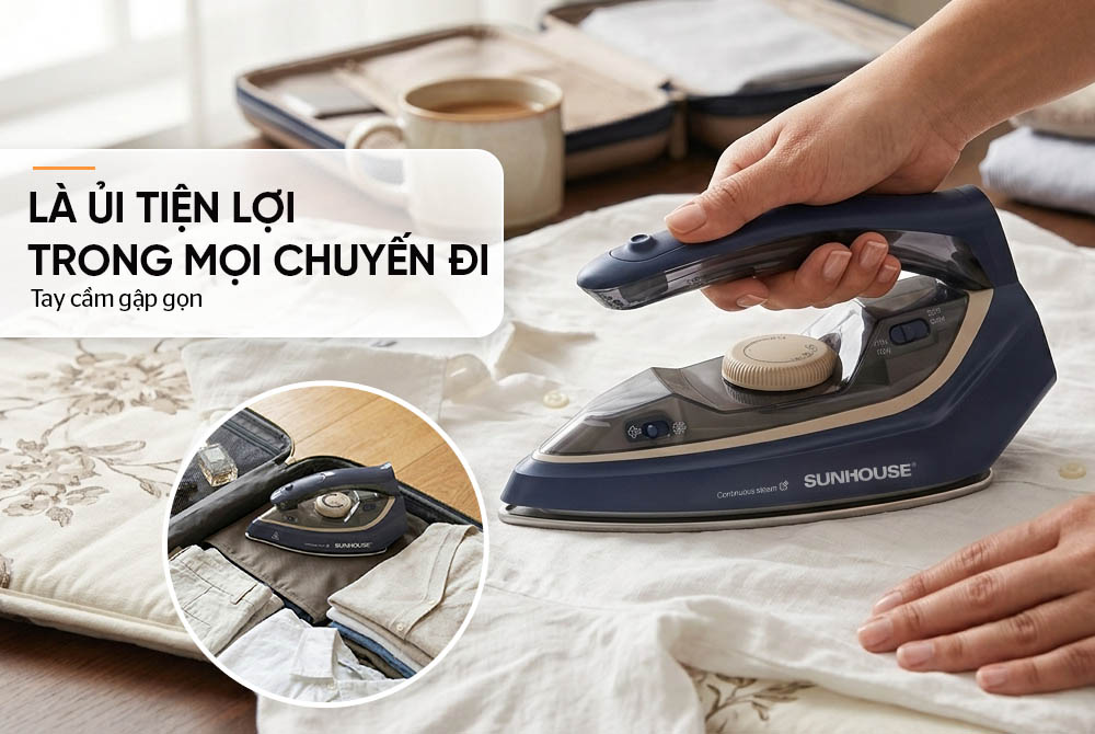 Bàn Ủi Sunhouse SHD2172 thuận tiện mang theo trong mọi chuyến đi