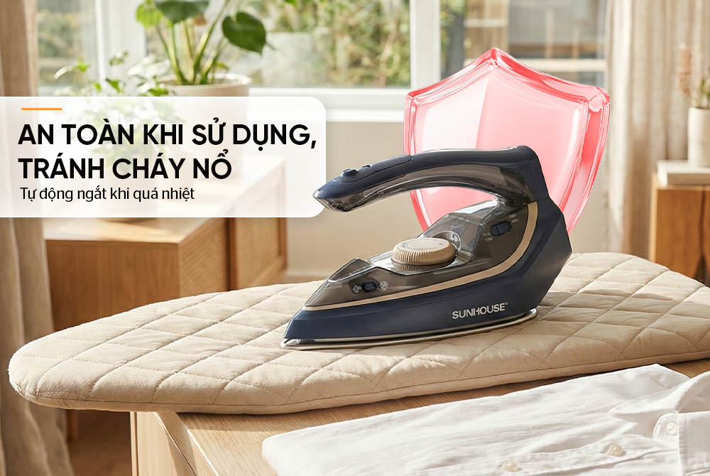 Bàn Ủi Hơi Nước Sunhouse SHD2172 có tính năng tự ngắt khi quá nhiệt