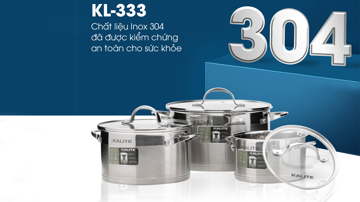 Bộ nồi Kalite KL-333 chất liệu inox 304
