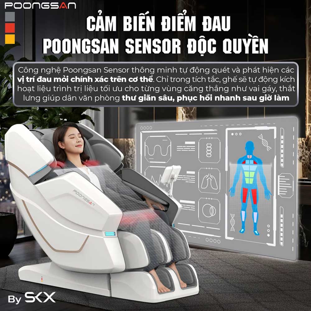 Ghế Massage Poongsan MCP-426 tích hợp cảm biến Poongsan Sensor