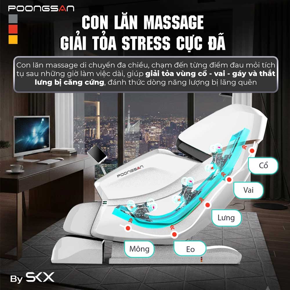 Ghế Massage Poongsan MCP-426 tích hợp con lăn massage chuyên sâu