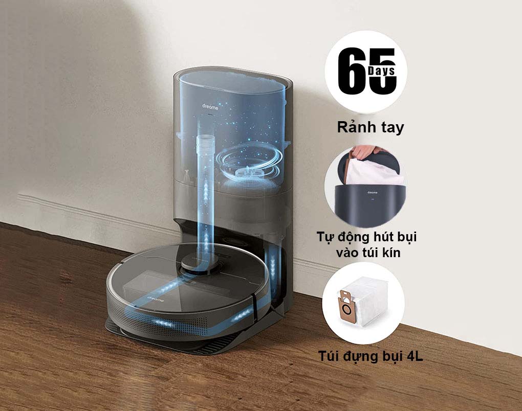 Dreame D10S Plus hút bụi lau nhà và tự động dọn rác 