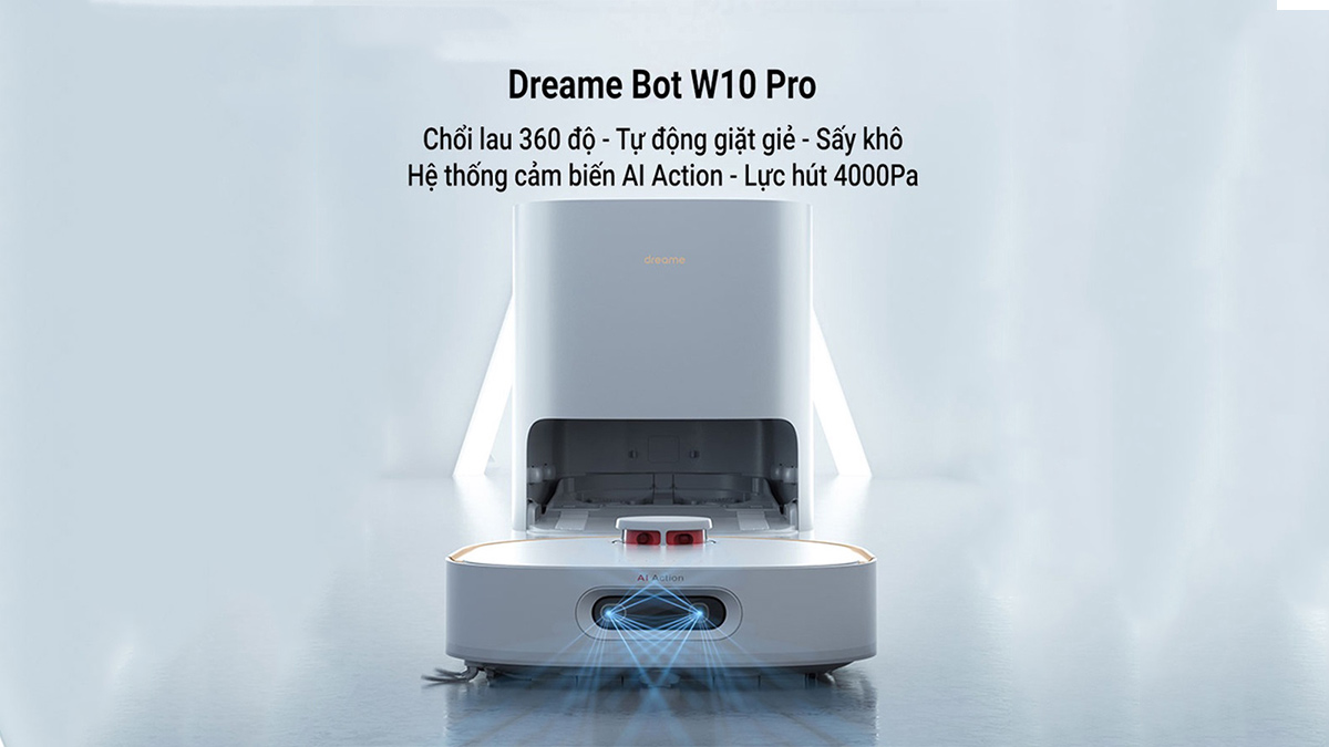 Robot Hút Bụi Lau Nhà, Tự Giặt Giẻ Lau W10 Pro có dung lượng pin vượt trội