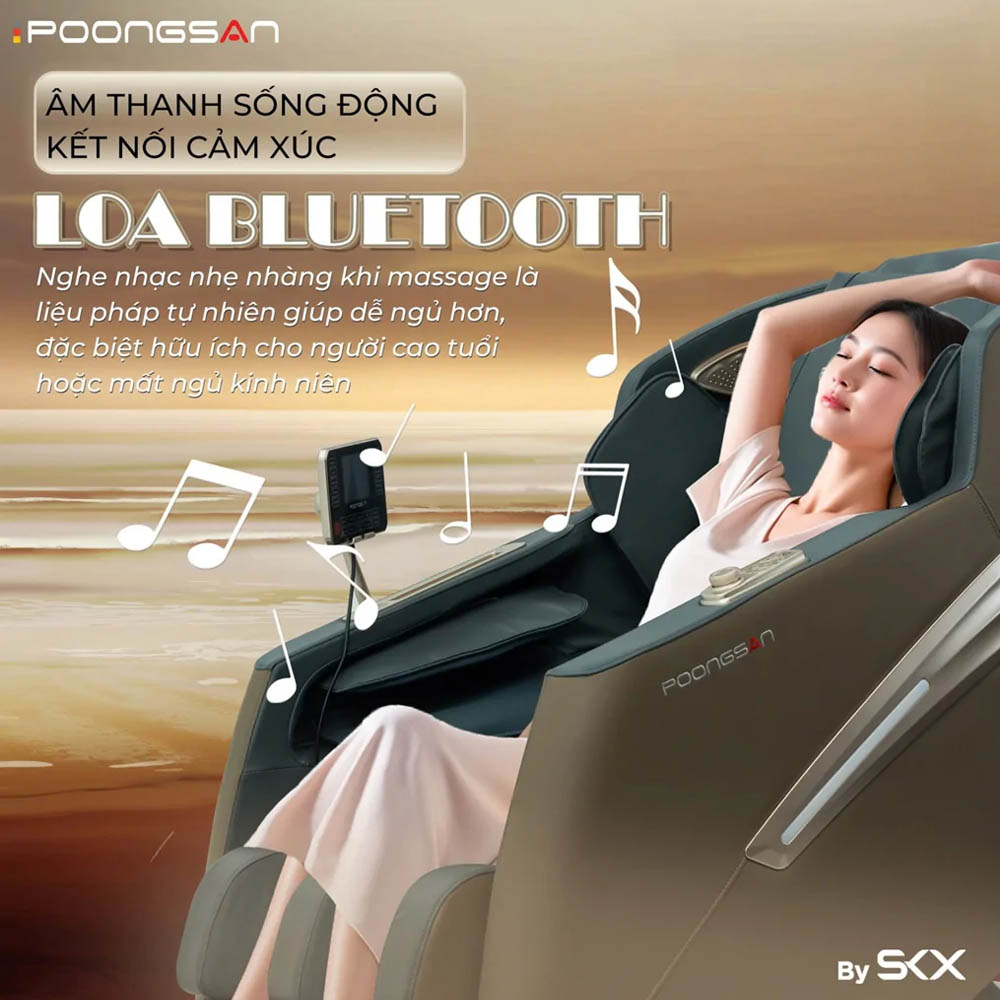 Ghế Massage Poongsan MCP-106 giúp tận hưởng âm nhạc yêu thích
