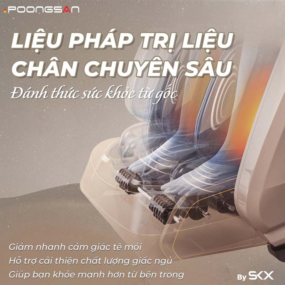 Hệ thống massage chân mang lại cảm giác thư giãn cho vùng bàn chân, bắp chân