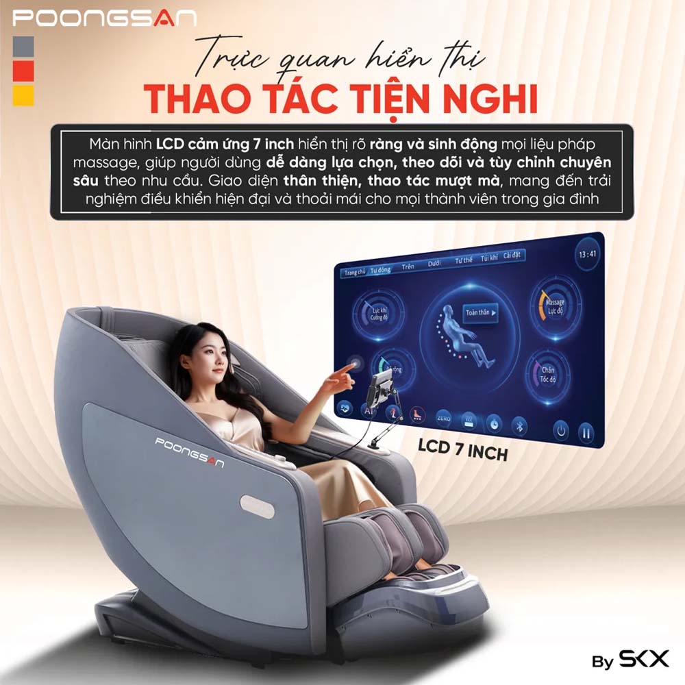 Màn hình cảm ứng LCD 7 inch lớn, hiển thị hoàn toàn bằng tiếng Việt