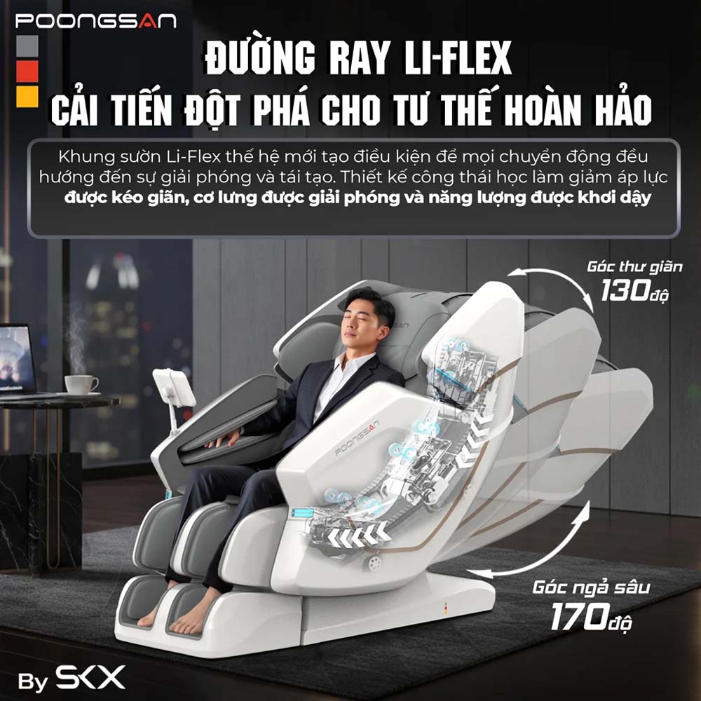 Đường ray Li-Flex ôm trọn cơ thể khi massage