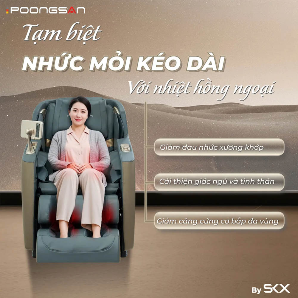 Ghế Massage Poongsan MCP-106 trang bị hệ thống sưởi hồng ngoại