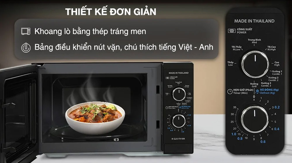 Lò Vi Sóng Có Nướng Sharp R-G251TV-BK 25 Lít