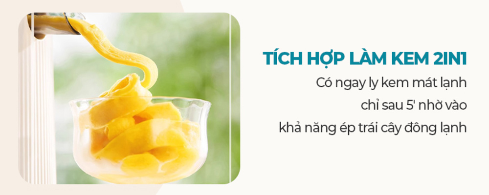 Chức năng làm kem trái cây đông lạnh tạo nên những phần kem thơm ngon