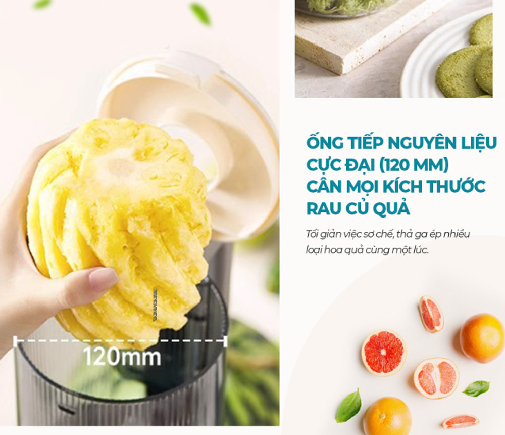 Ống tiếp nguyên liệu 120mm rút ngắn thời gian sơ chế