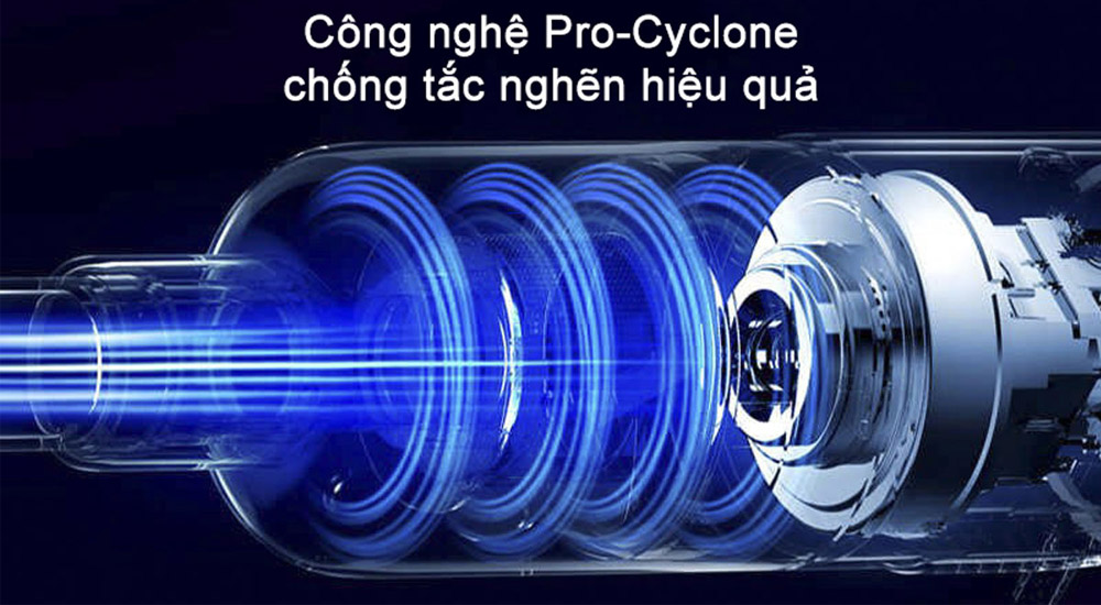 Công nghệ lốc xoáy, chống tắc nghẽn, hút sạch vượt trội