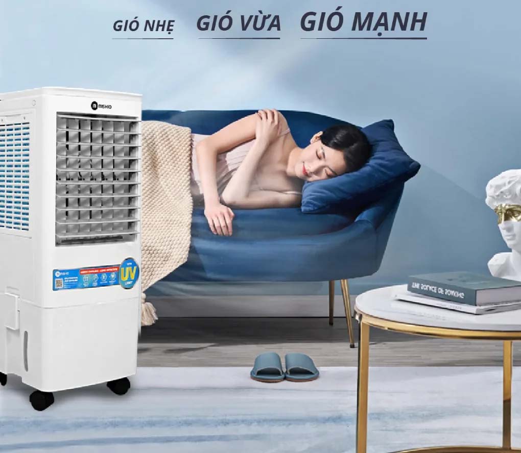 Máy làm mát không khí diệt khuẩn UV Mishio MK310 có 3 tốc độ gió