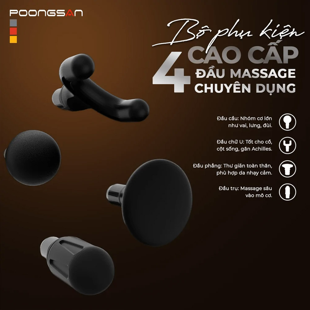 Phụ kiện cao cấp với 4 đầu massage chuyên dụng