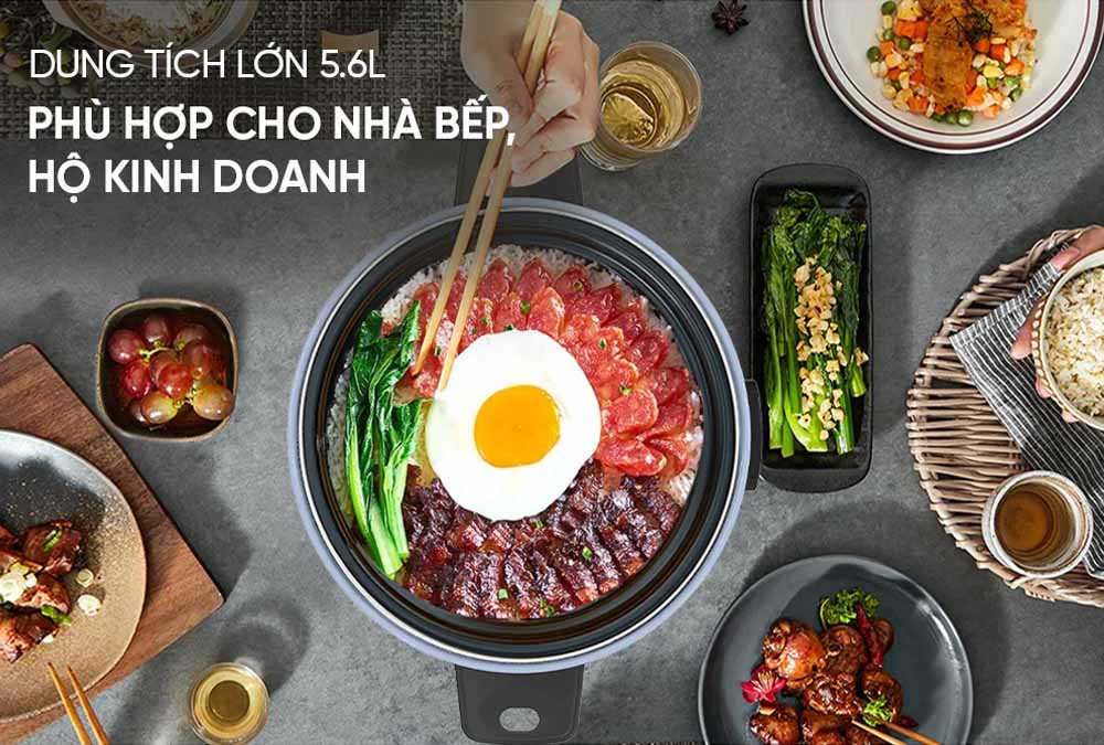 Dung tích 5.6 Lít phù hợp cho những bữa ăn gia đình từ 8 - 10 người
