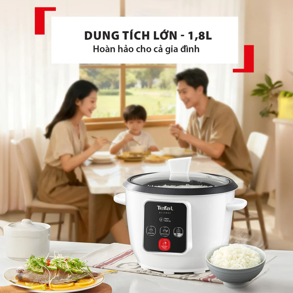 Nồi Cơm Nắp Rời Tefal RK1071Y0 lý tưởng cho gia đình 4 - 6 người