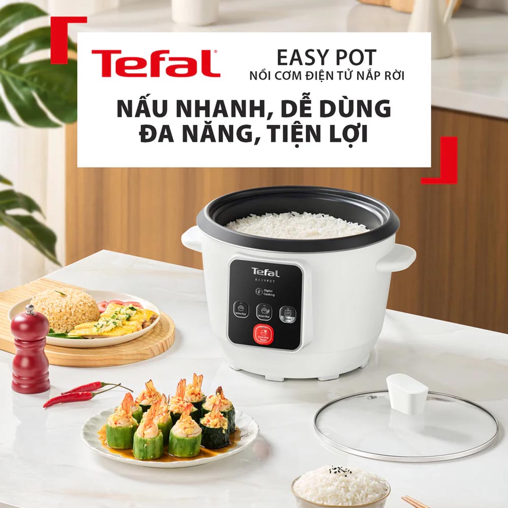Nồi Cơm Nắp Rời Tefal RK1071Y0 có thân nồi làm từ nhựa