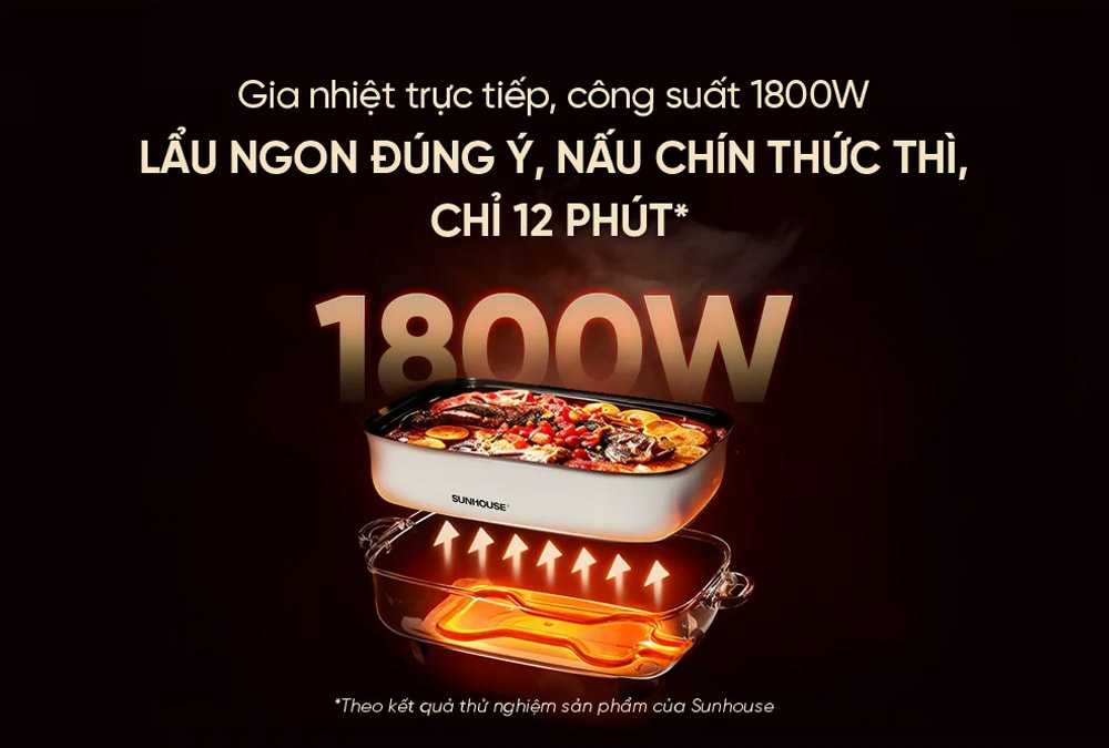 Nồi Lẩu Điện Sunhouse SHD4560 gia nhiệt trực tiếp