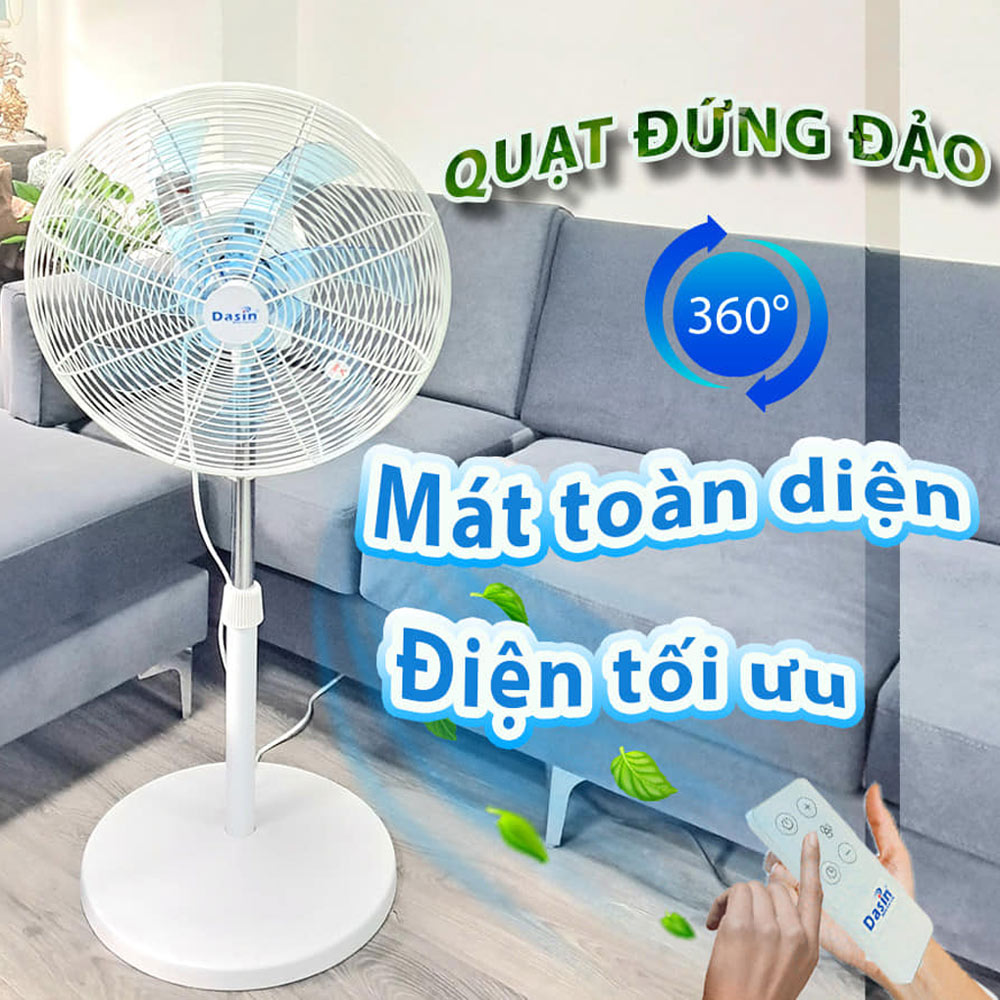 Quạt đứng đảo 360 độ Dasin DZS-1845 có thể điều khiển từ xa