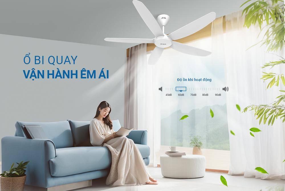 Quạt Trần 5 Cánh Sunhouse Apex APF7668W tiết kiệm điện năng