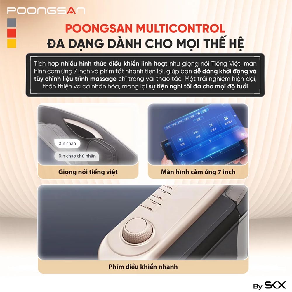 Ghế Massage Poongsan MCP-306 tích hợp điều khiển bằng giọng nói