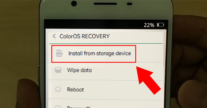 Chọn Install from storage device để tiến hành khắc phục lỗi
