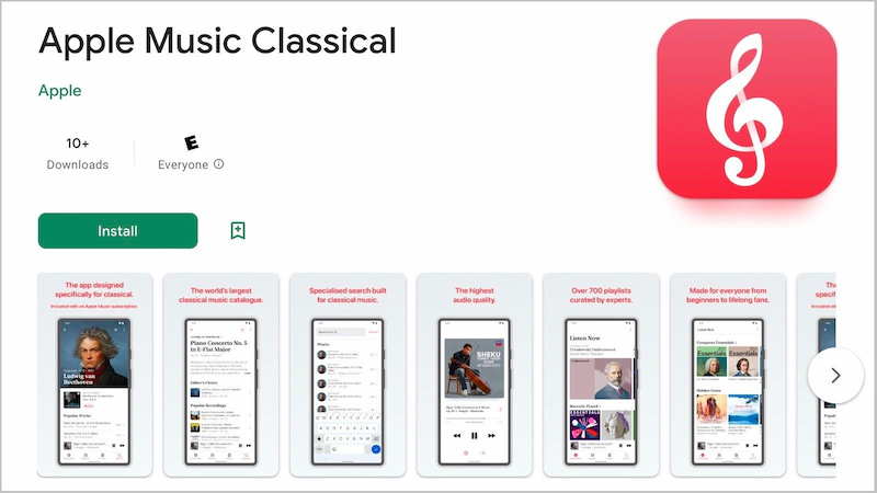 Apple Music Classical cho phép tải về trên điện thoại Android