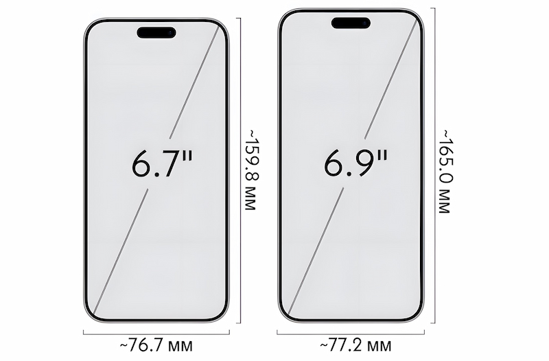 Bản CAD về kích thước màn hình iPhone 16 Pro Max