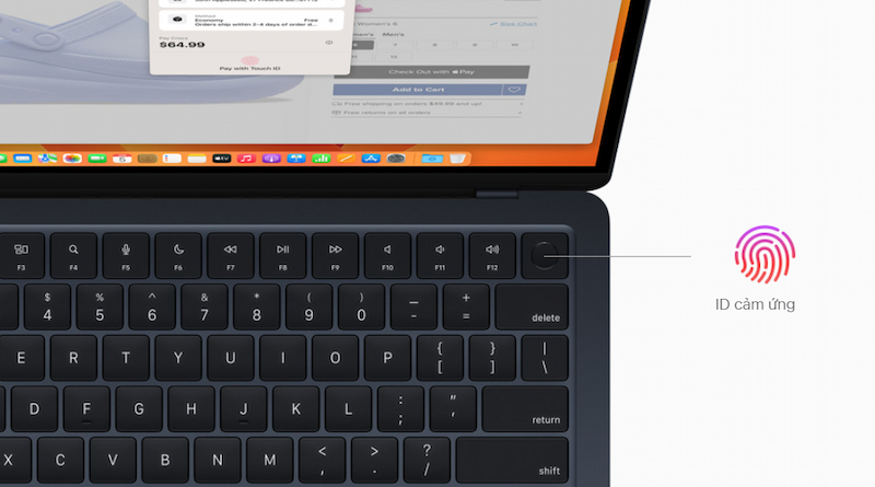 Bàn phím MacBook Air 15 inch có Touch ID và đèn nền 