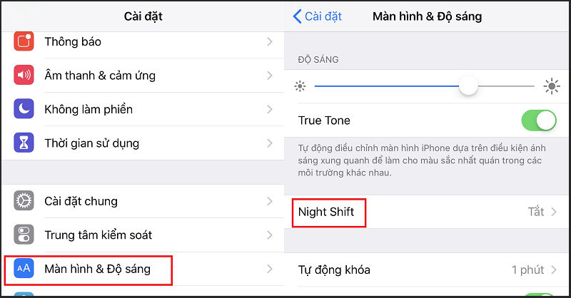 Bật chế độ Night Shift cho iPhone 
