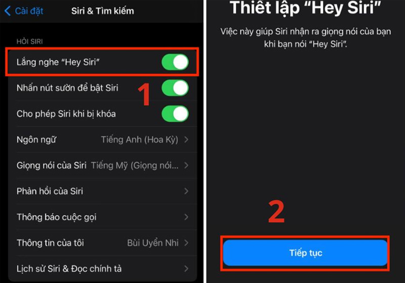 Kích hoạt lắng nghe “Hey Siri”