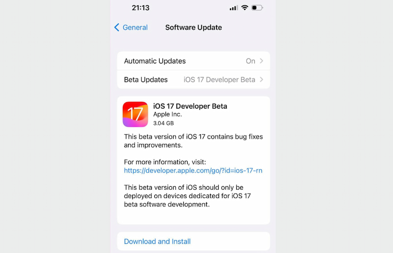 Cập nhật phiên bản iOS 17 trên iPhone