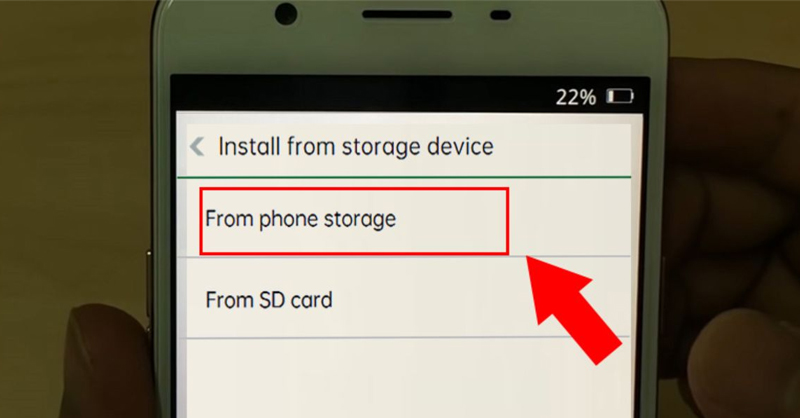 Chọn tiếp vào From phone storage