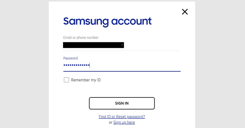 Đăng nhập vào Find my mobile bằng tài khoản điện thoại Samsung bị mất 