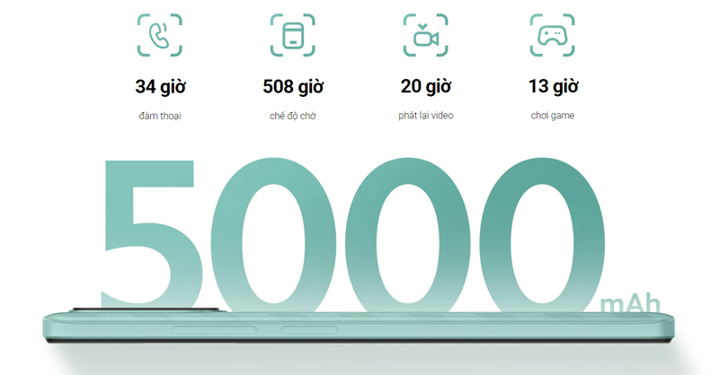 Dung lượng pin 5000mAh của Xiaomi Redmi 12C và Redmi 10