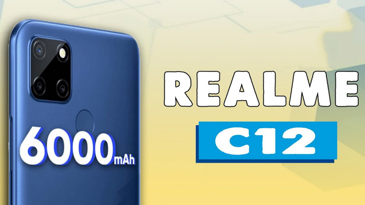 Dung lượng pin 6000mAh của Realme C12 xanh