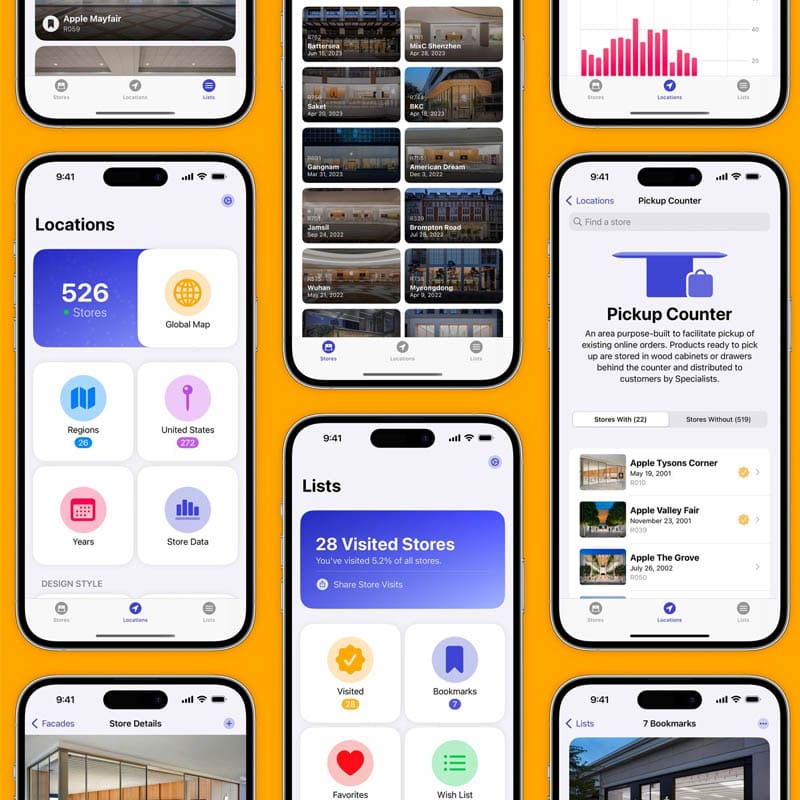 Facades cung cấp tất cả các vị trí của Apple Store trên toàn thế giới