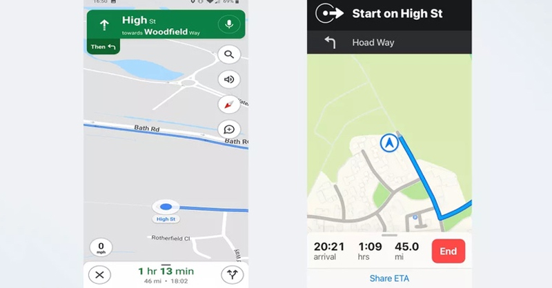 So sánh Apple Maps và Google Maps về Khả năng điều hướng