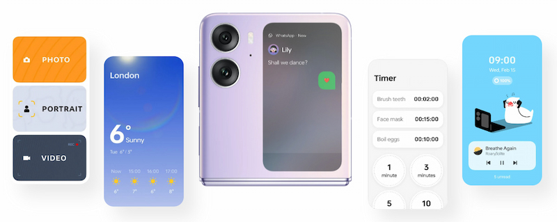 Màn hình phụ 3.26 inch đầy tiện ích của OPPO Find N2 Flip