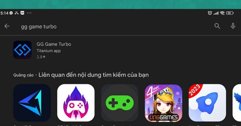 Nhập “GG Game Turbo” vào thanh tìm kiếm CH Play