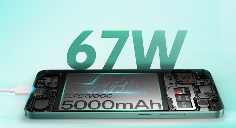 OPPO A78 4G hỗ trợ sạc nhanh lên đến 67W
