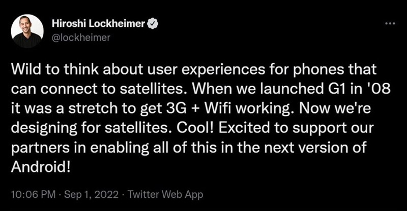 Phó chủ tịch Google đăng Tweet về tính năng kết nối với vệ tinh của Android 14