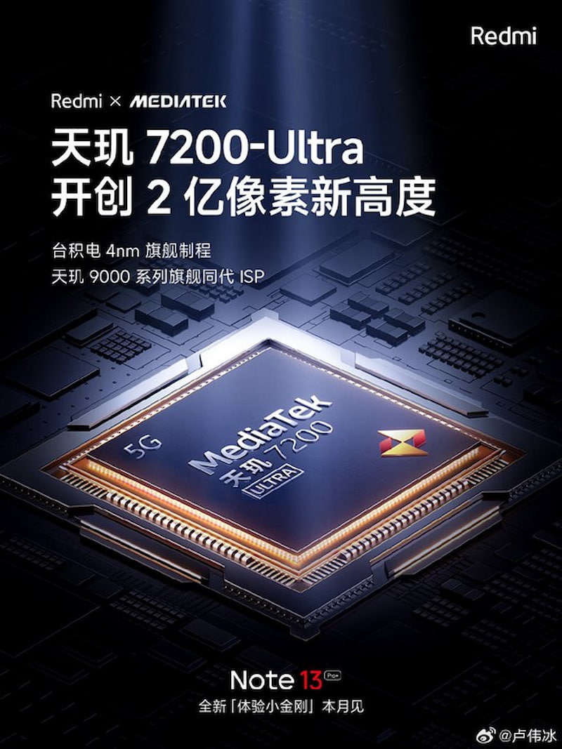 Redmi Note 13 Pro Plus với con chip Dimensity 7200 Ultra