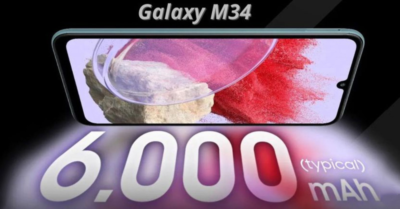 Samsung Galaxy M34 dự kiến sẽ được trang bị dung lượng pin 6000mAh