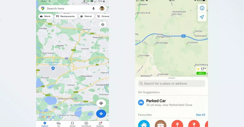 So sánh Apple Maps và Google Maps về giao diện