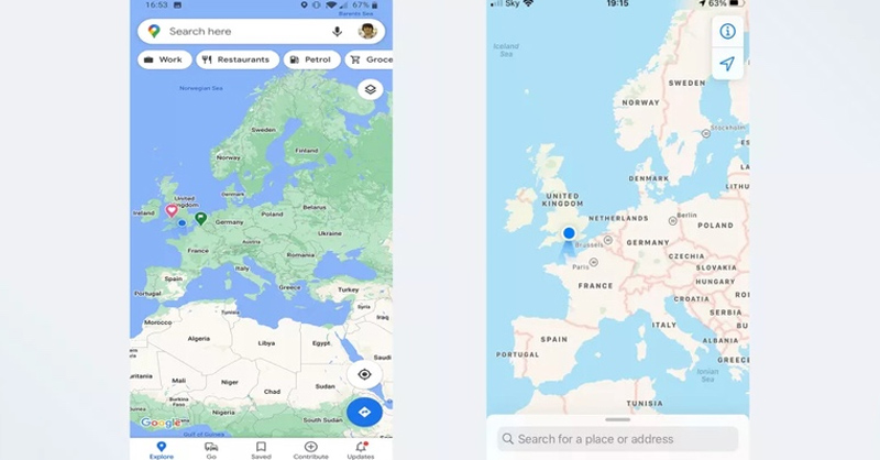 So sánh Apple Maps và Google Maps về tính khả dụng