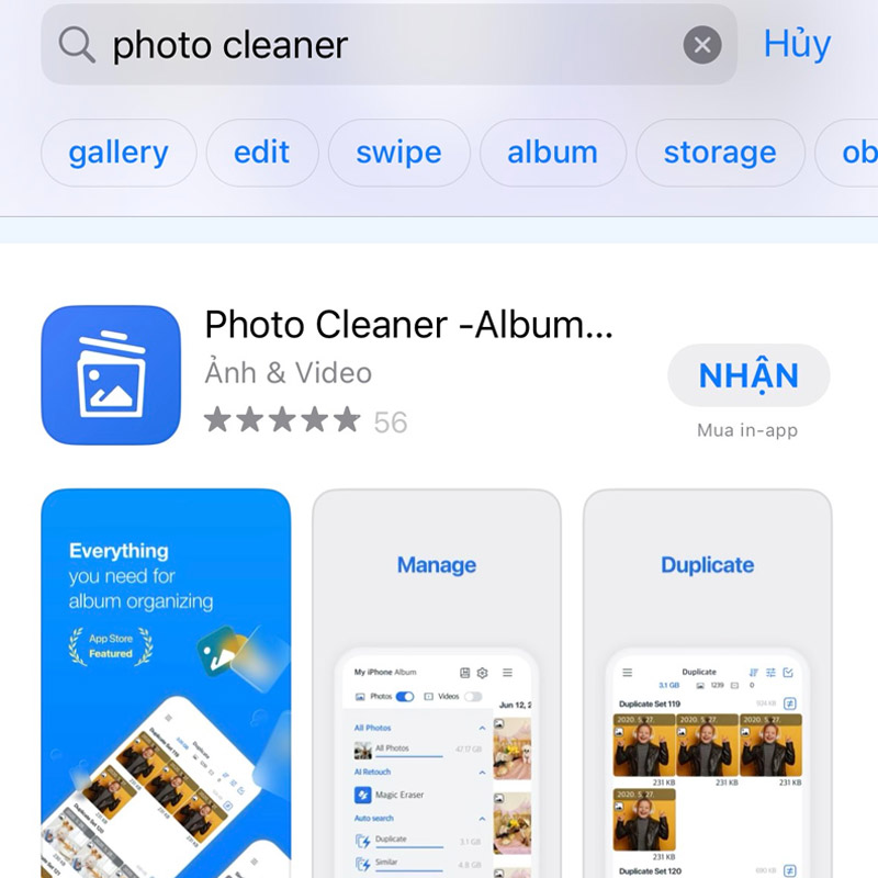 Tải Photo Cleaner trên iPhone để xóa ảnh trùng lặp